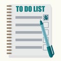 Paper note book with to do list in cartoon style