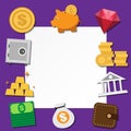 Paper note and business icons set . Royalty Free Stock Photo