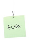 Paper note at the fishing hook. Royalty Free Stock Photo