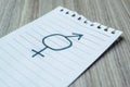 Paper note with gender of LGBTQ symbol for Lesbian, Gay, Bisexual, Transgender and Queer community