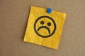 Paper note with sad face Royalty Free Stock Photo