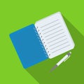 Paper notebook detective. Notepad to record readings, to solve the crime.Detective single icon in flat style vector