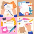 Paper notes hand drawn composition set Royalty Free Stock Photo