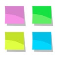 Paper Notes, Labels post-it note, blue, pink, yellow and green isolated on white, vector Royalty Free Stock Photo