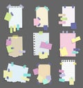 Paper notes stickers. Set of different vector note papers. Blank of multicolor stickers. Sticky sheets of various colors Royalty Free Stock Photo