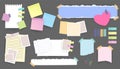 Paper notes stickers. Set of different vector note papers. Blank of multicolor stickers. Sticky sheets of various colors