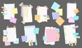 Paper notes stickers. Set of different vector note papers. Blank of multicolor stickers. Sticky sheets of various colors Royalty Free Stock Photo