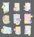 Paper notes stickers. Set of different vector note papers. Blank of multicolor stickers. Sticky sheets of various colors Royalty Free Stock Photo