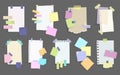 Paper notes stickers. Set of different vector note papers. Blank of multicolor stickers. Sticky sheets of various colors Royalty Free Stock Photo