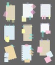 Paper notes stickers. Set of different vector note papers. Blank of multicolor stickers. Sticky sheets of various colors