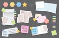 Paper notes stickers. Set of different vector note papers. Blank of multicolor stickers. Sticky sheets of various colors