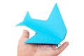 PAPER ORIGAMI AIRPLANE OVER WHITE BACKGROUND Royalty Free Stock Photo