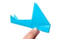 PAPER ORIGAMI AIRPLANE OVER WHITE BACKGROUND Royalty Free Stock Photo