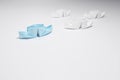 Paper origami boats on white background. Leader ship concept. Team work idea. Royalty Free Stock Photo