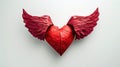 Paper origami red heart with wings on a clean white background, Ai Generated Royalty Free Stock Photo