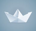 Paper origami ship. Handmade toy Royalty Free Stock Photo