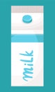 Paper pack with milk, dairy product, natural milky product, design of package for milk, web icon