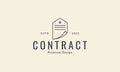 Paper page line with home contract logo vector icon symbol design graphic illustration Royalty Free Stock Photo