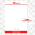 paper page vector illustration. Company identity business template. Branding offece A4 paper. Red and white