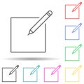 Paper and pencil multi color set icon. Simple thin line, outline vector of web icons for ui and ux, website or mobile application Royalty Free Stock Photo