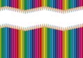 Paper pencils aligned in a waveform and forming a gradient of colors for a presentation. Royalty Free Stock Photo
