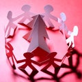 Paper people and Christmas tree Royalty Free Stock Photo