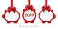 Paper pigs decorations for 2019 new year Royalty Free Stock Photo