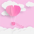 Paper pink balloon and pink background