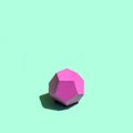 Paper pink dodecahedron in bright sunshine