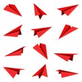 Paper plane collection isolated on white background. Origami plane