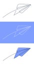 Paper plane continuous line vector illustration - airplane silhouette made with one single line art style. Royalty Free Stock Photo