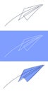 Paper plane continuous line vector illustration - airplane silhouette made with one single line art style. Royalty Free Stock Photo