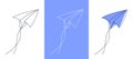 Paper plane continuous line vector illustration - airplane silhouette made with one single line art style Royalty Free Stock Photo