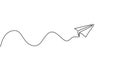 Paper plane continuous one line drawing, minimalism vector illustration. Symbol of creative and travel Royalty Free Stock Photo