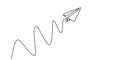 Paper plane continuous one line drawing, minimalism vector illustration. Symbol of creative and travel Royalty Free Stock Photo