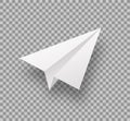 Paper plane 3d isolated vector. White flying paperplane design travel background. Origami, handmade aeroplane symbol freedom