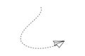 Paper plane with dotted line, paper airplane, travel symbol. Route icon - two points with dotted path and location pin. Royalty Free Stock Photo