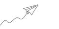 Paper plane drawing vector, continuous single one line art style isolated on white background. Minimalism hand drawn style Royalty Free Stock Photo