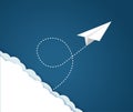 Paper plane flying pattern over a blue sky and clouds Royalty Free Stock Photo