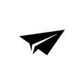 Paper plane icon in black. Flat origami airplane. Illustration. Message, letter, mail symbol. Vector isolated on white background Royalty Free Stock Photo