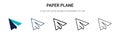 Paper plane icon in filled, thin line, outline and stroke style. Vector illustration of two colored and black paper plane vector Royalty Free Stock Photo