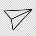 Paper plane icon in flat style. Sent message vector illustration on white isolated background. Air sms business concept Royalty Free Stock Photo