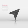 Paper plane icon in flat style. Sent message vector illustration on white isolated background. Air sms business concept Royalty Free Stock Photo