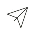 Paper plane icon vector. Outline airplane, line origami plane symbol.