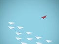 Paper plane leader business vector concept. Think different concept. Symbol of leadership, creativity, unique individual