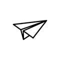 Paper plane line icon. Flat origami airplane. Illustration. Message, letter, mail symbol. Vector isolated on white background Royalty Free Stock Photo