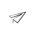 Paper plane line icon. Flat origami airplane isolated on white background. Vector illustration. Royalty Free Stock Photo