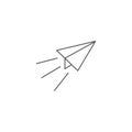 Paper plane line icon. Flat origami airplane isolated on white background. Vector illustration. Message, letter, mail symbol. Royalty Free Stock Photo