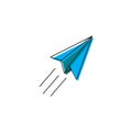 Paper plane line icon. Flat origami airplane isolated on white background. Vector illustration. Message, letter, mail symbol. Royalty Free Stock Photo