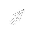 Paper plane line icon. Flat origami airplane isolated on white background. Vector illustration. Message, letter, mail symbol. Royalty Free Stock Photo